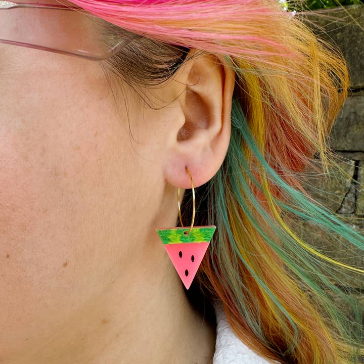 Brincos de argola melancia por atacado de Silly Loaf