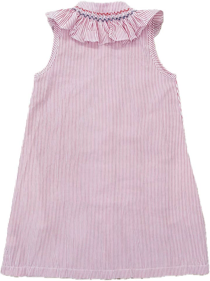 Sun House Children's - Wholesale Dress - Kids - Molly Anne Dress in Red Seersucker6