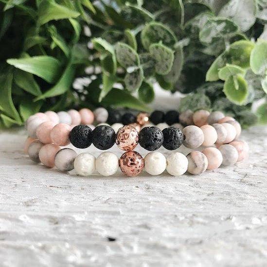 REMOVED BRAND – wholesale Pärlarmband – Rosa Zebra Jasper + Rose Gold + Lava Rock bead armband6