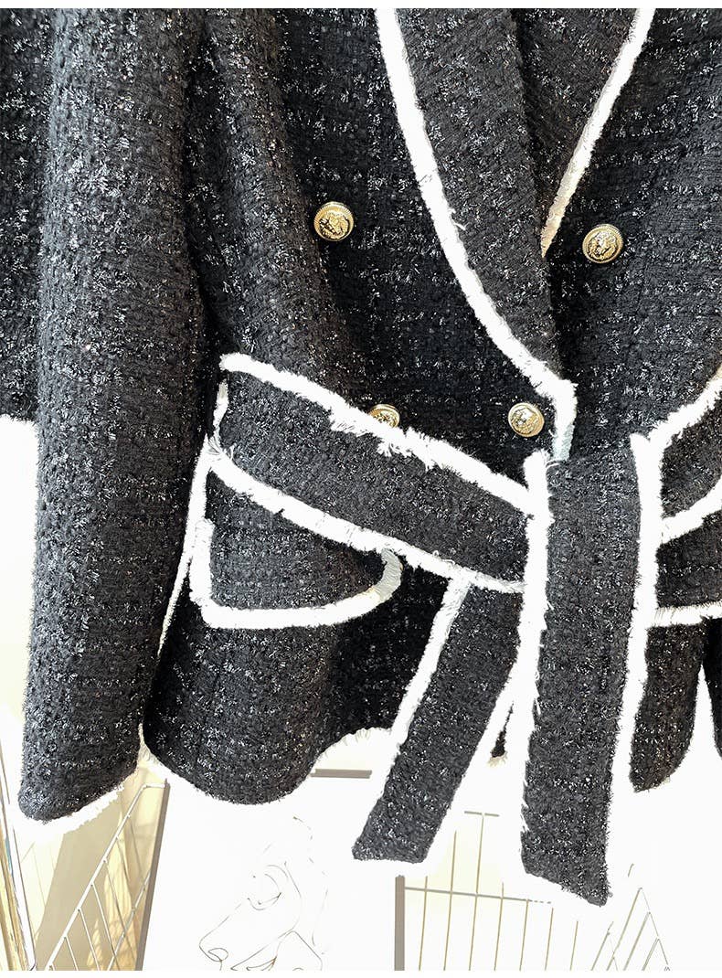 Productseeker - Wholesale Suit Set - Women's - SET018 Tweed Blazer And Short Set Fomal Blazer Set Two Piece5