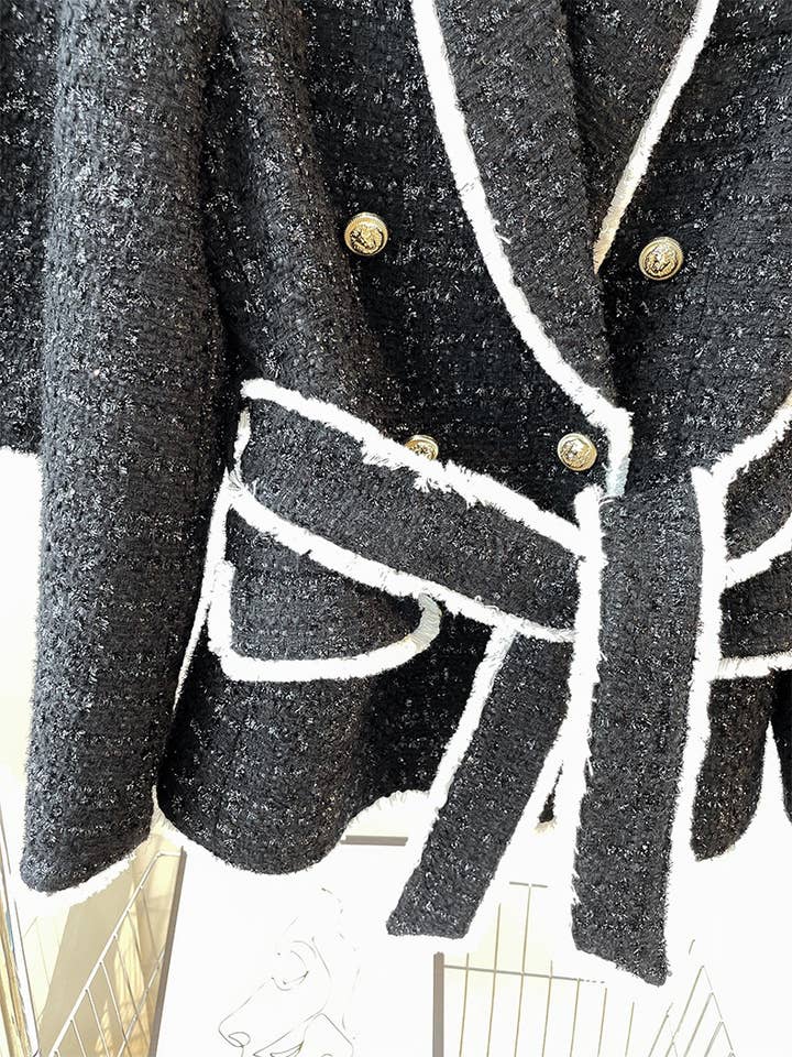 Productseeker - Wholesale Suit set – Women′s - SET018 Tweed Blazer And Short Set Fomal Blazer Set Two Piece5