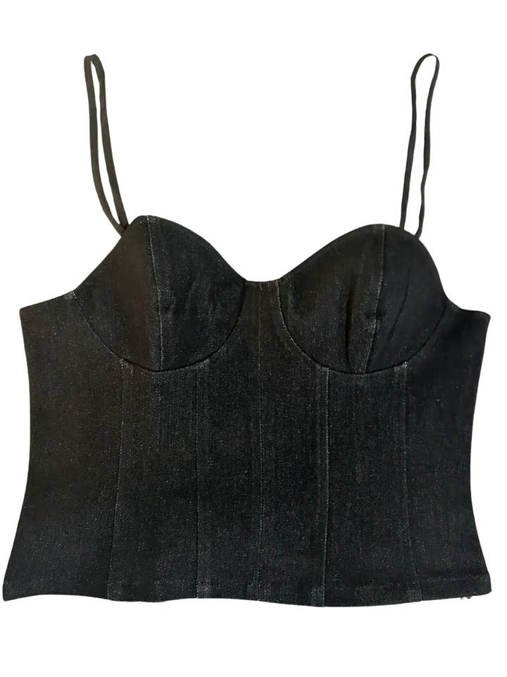 Rebel Reid - Wholesale Bustier - Women's - Black Denim Bustier Top2