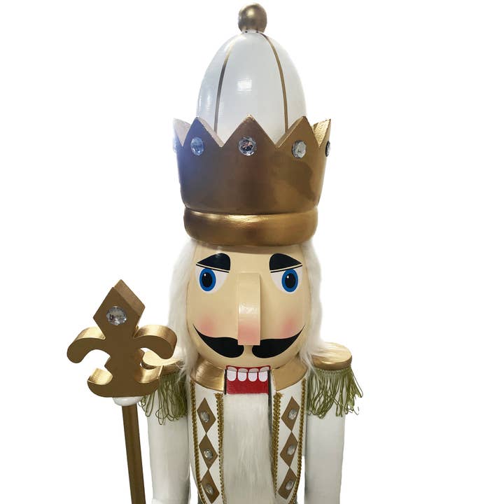 Santa’s Workshop Inc. - Vente Casse-noisette de Noël - Casse-noisette blanc et or 60 po4