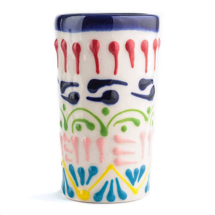 MEXTEQUIL - Wholesale Shot Glass - MEXTEQUIL Talavera Shot Glasses - Set of 4 - 2 Oz-Colors Lace