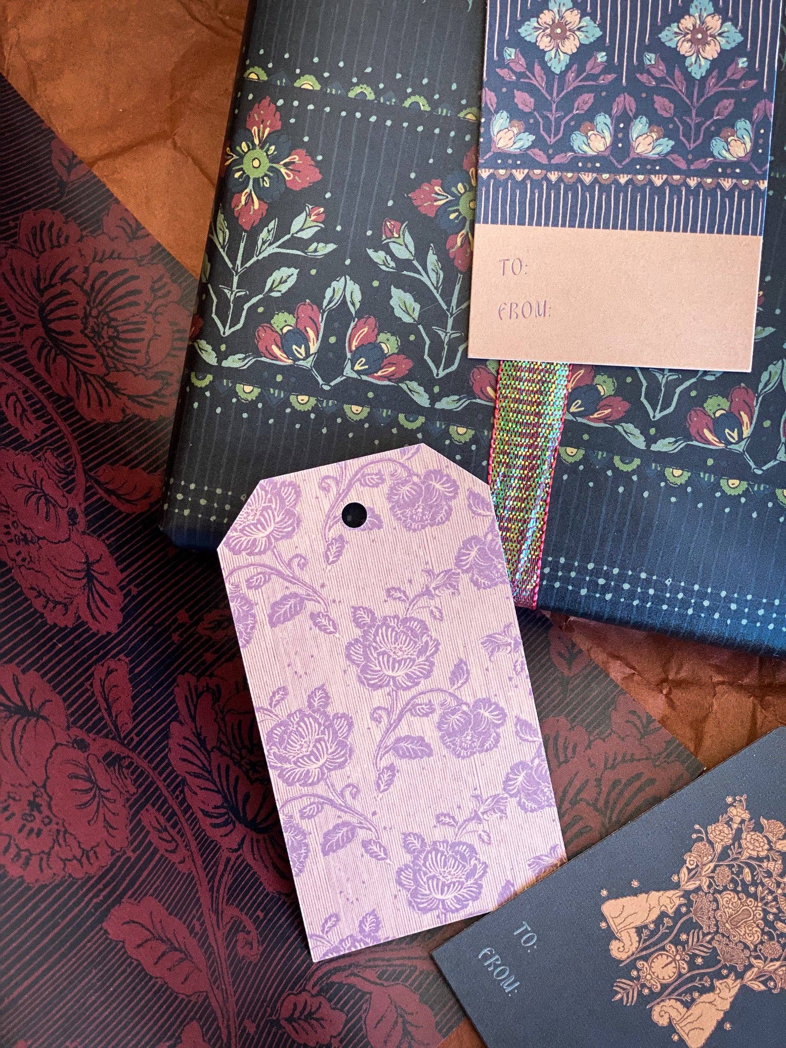 re:mused studio - Wholesale Flat Wrap - Midnight Blooms Gift Wrap Sheet-Double Sided10