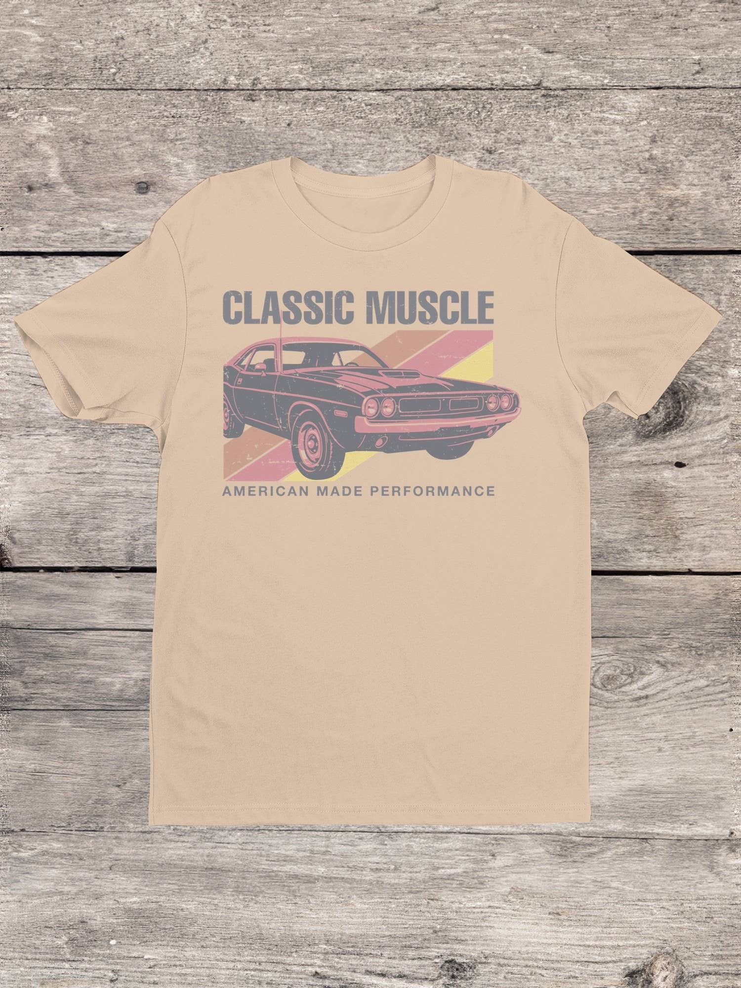 Natural Classic Muscle Car American Performance Men's T-shirt for wholesale on Faire0