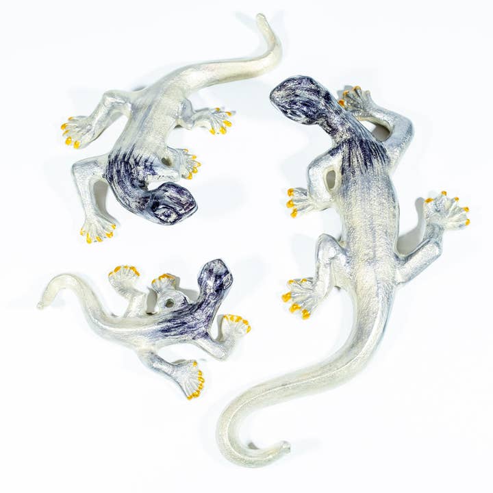Brushed Silver Gecko Large 23 cm for wholesale by Tilnar Art
