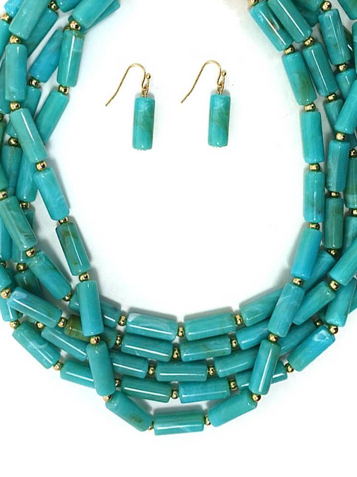 COLLANA IMPILATA A PIÙ FILI CON PERLINE IN RESINA COLORATA SET 59 per la vendita all'ingrosso da parte di anbfashion