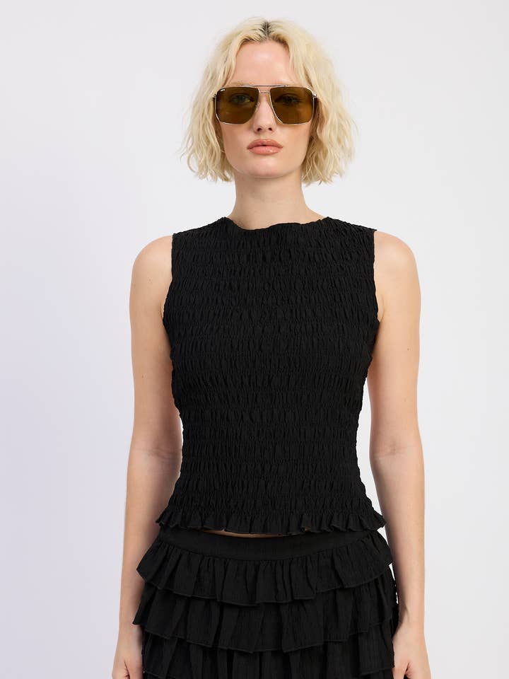 Emory Park - Wholesale Blouse - Women's - SMOCKED SLEEVELESS TOP WITH OPEN BACK6