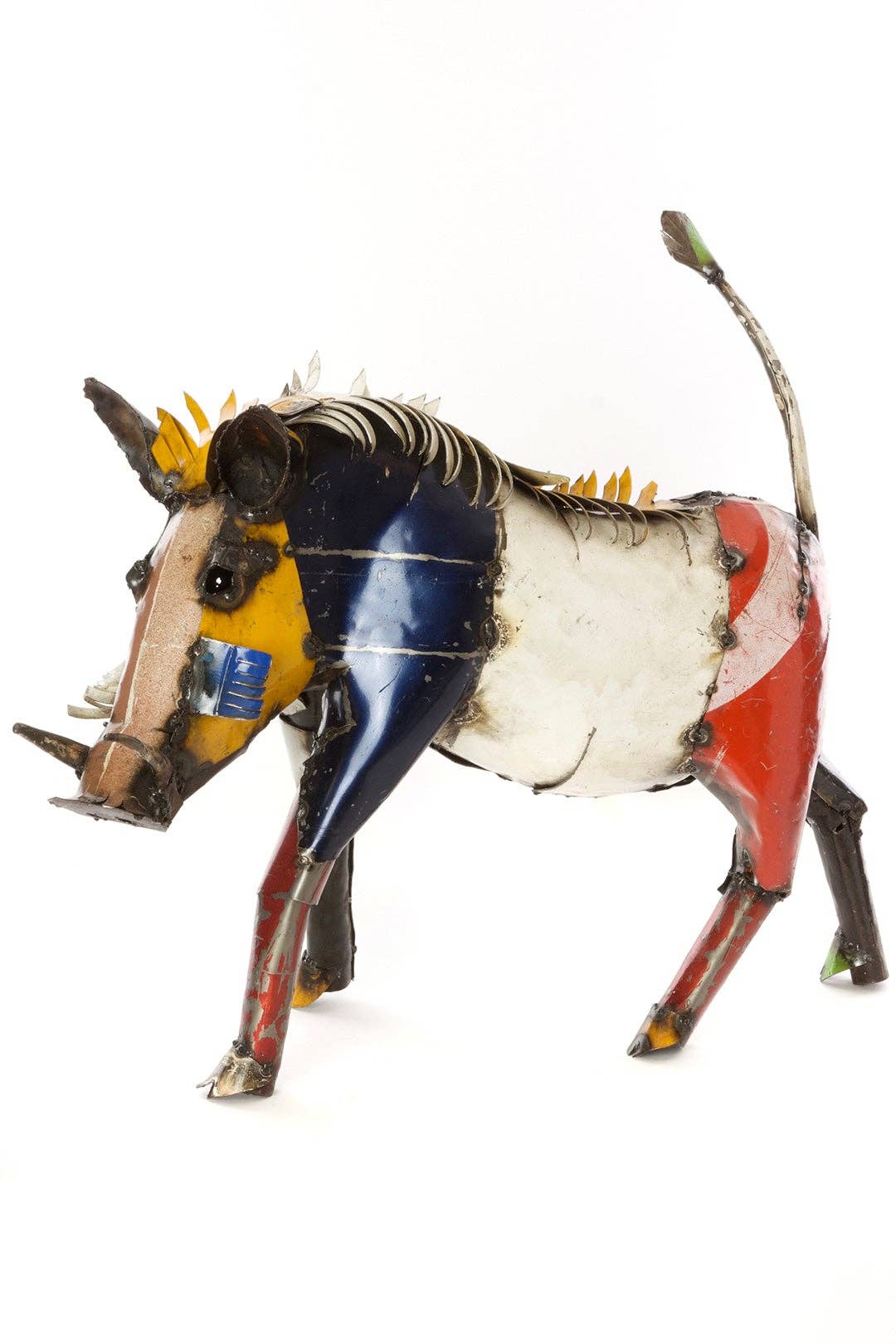 Swahili | AFRICAN MODERN - Wholesale Sculpture - Colorful Recycled Oil Drum Wart Hog Sculptures0