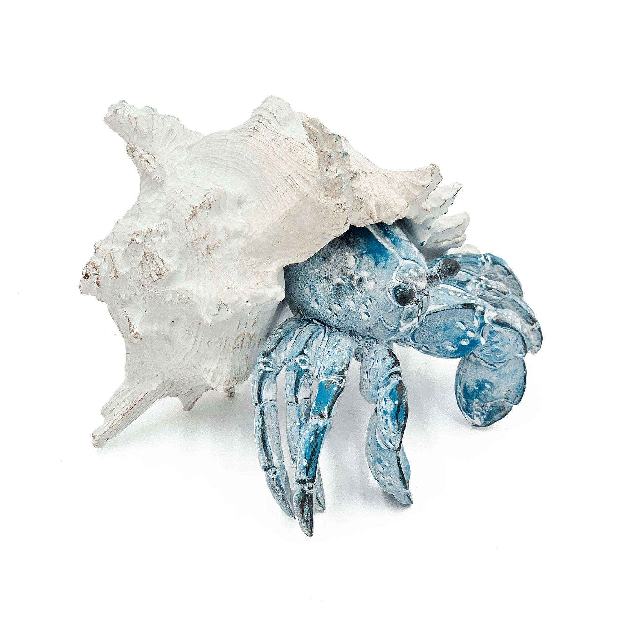 A&B Home Group Inc. - Wholesale Decorative Tabletop Object - 7.3x7x5.7" Lifelike Blue Hermit Crab Figurine w/ White Shell0