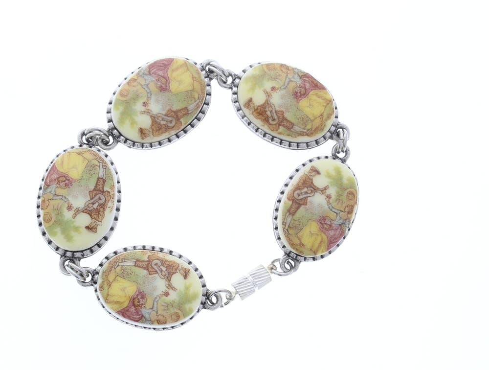 HHH Designs - Wholesale Charm/Dangle Bracelet - German Plastic Porcelain Decal Painting - Rococo  scene 20