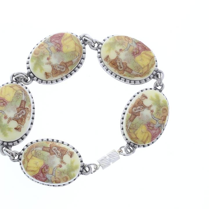 HHH Designs - Wholesale Charm/Dangle Bracelet - German Plastic Porcelain Decal Painting - Rococo scene 2