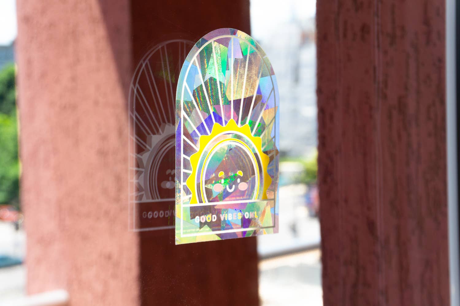 Creative Goodie - Wholesale Sticker - Good vibes Suncatcher sticker, Rainbow sticker, Window decal2