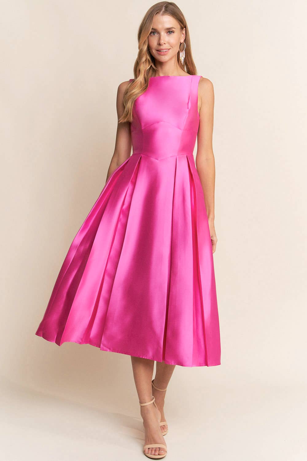 Maniju – Engroshandel Kjole - Dame – Taffeta midi-kjole med lommer10