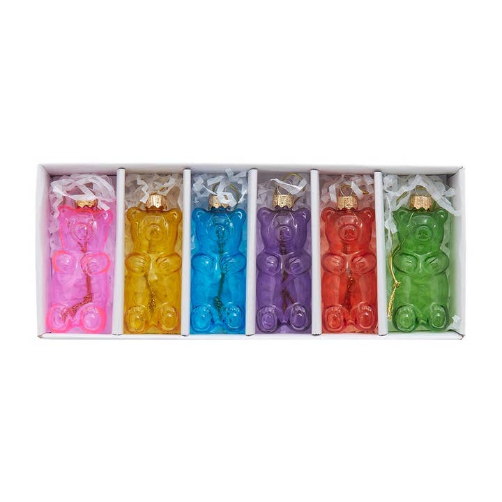 Kurt S. Adler, Inc. - Wholesale Ornament Set - NOBLE GEMS GLS GUMMY BEAR ORNS 6PC