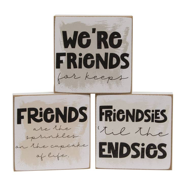 Friends For Keeps Square Block, 3 Assorted for wholesale by Col House Designs