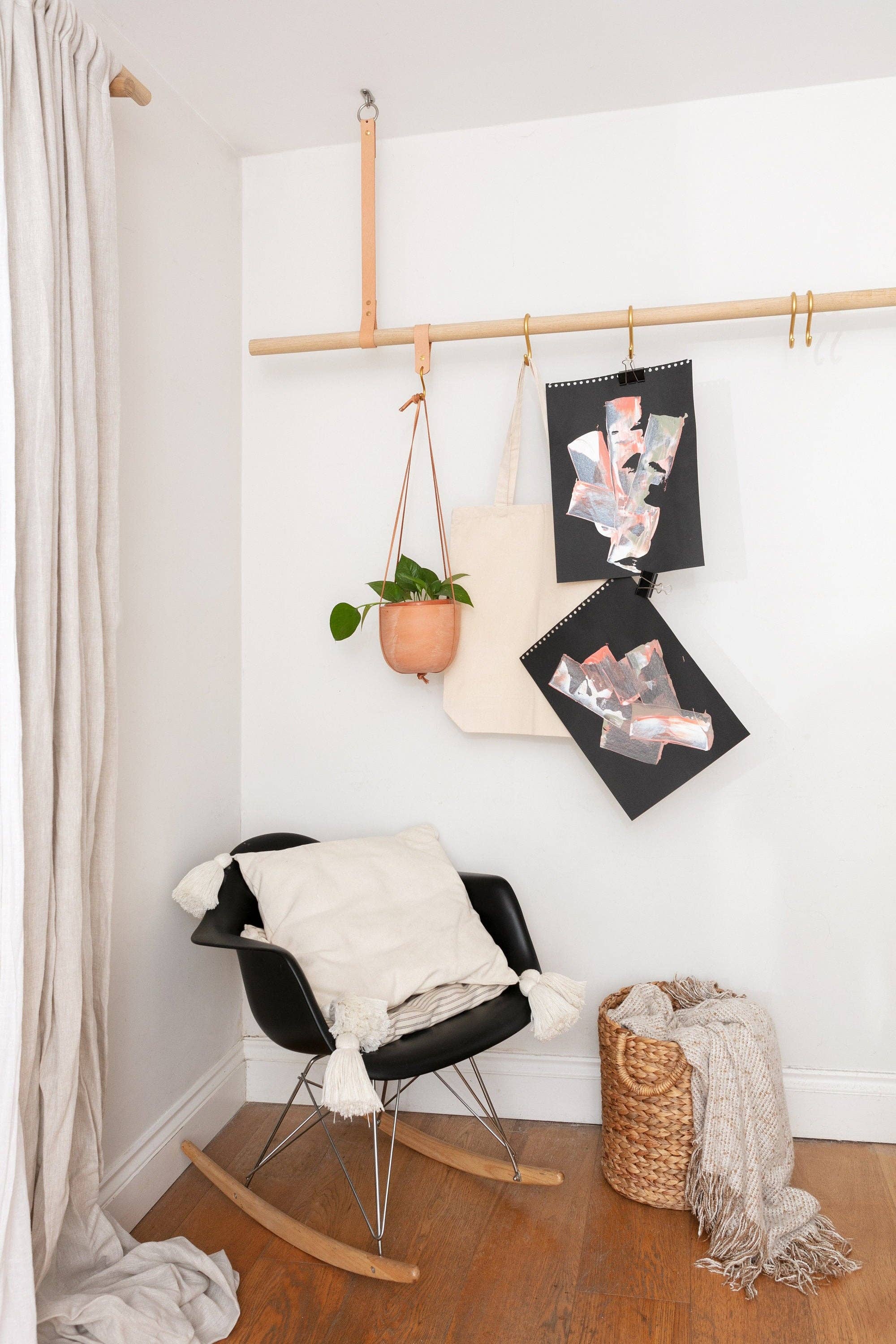 Roar Studio - Vente Tringles à rideaux - Tringle à rideau ajustable 0-720 cm en chêne, noyer, hêtre ou noir3