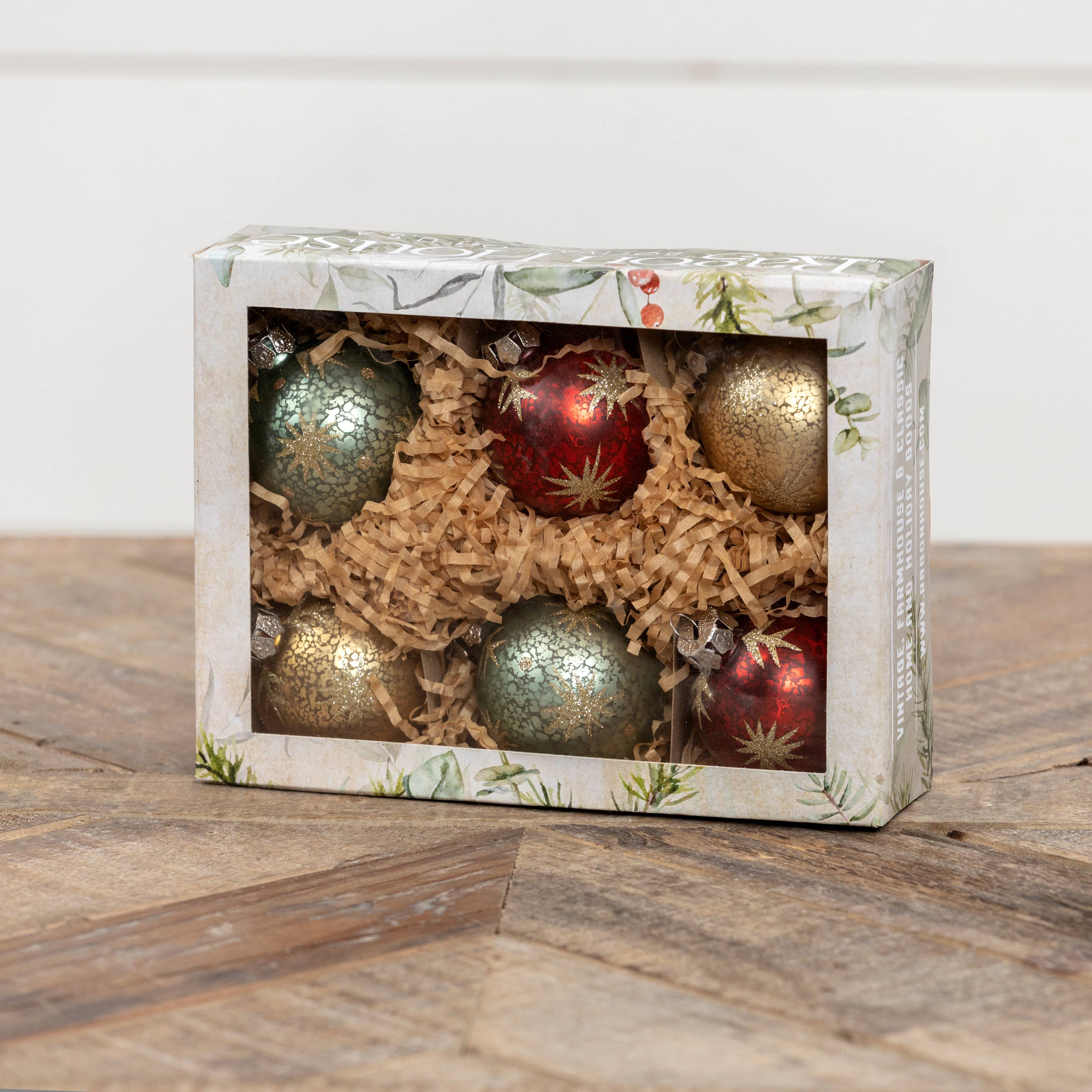 Ragon House – wholesale Ornament set – SET/ 6 MERCURY GLASS BALL ORNAMENTS1