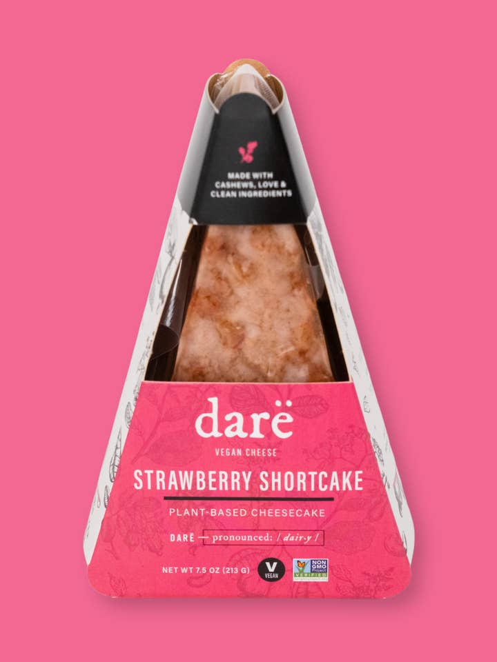 Strawberry Shortcake Plant-Based Cheesecake Slices for wholesale by Darë Vegan Cheese