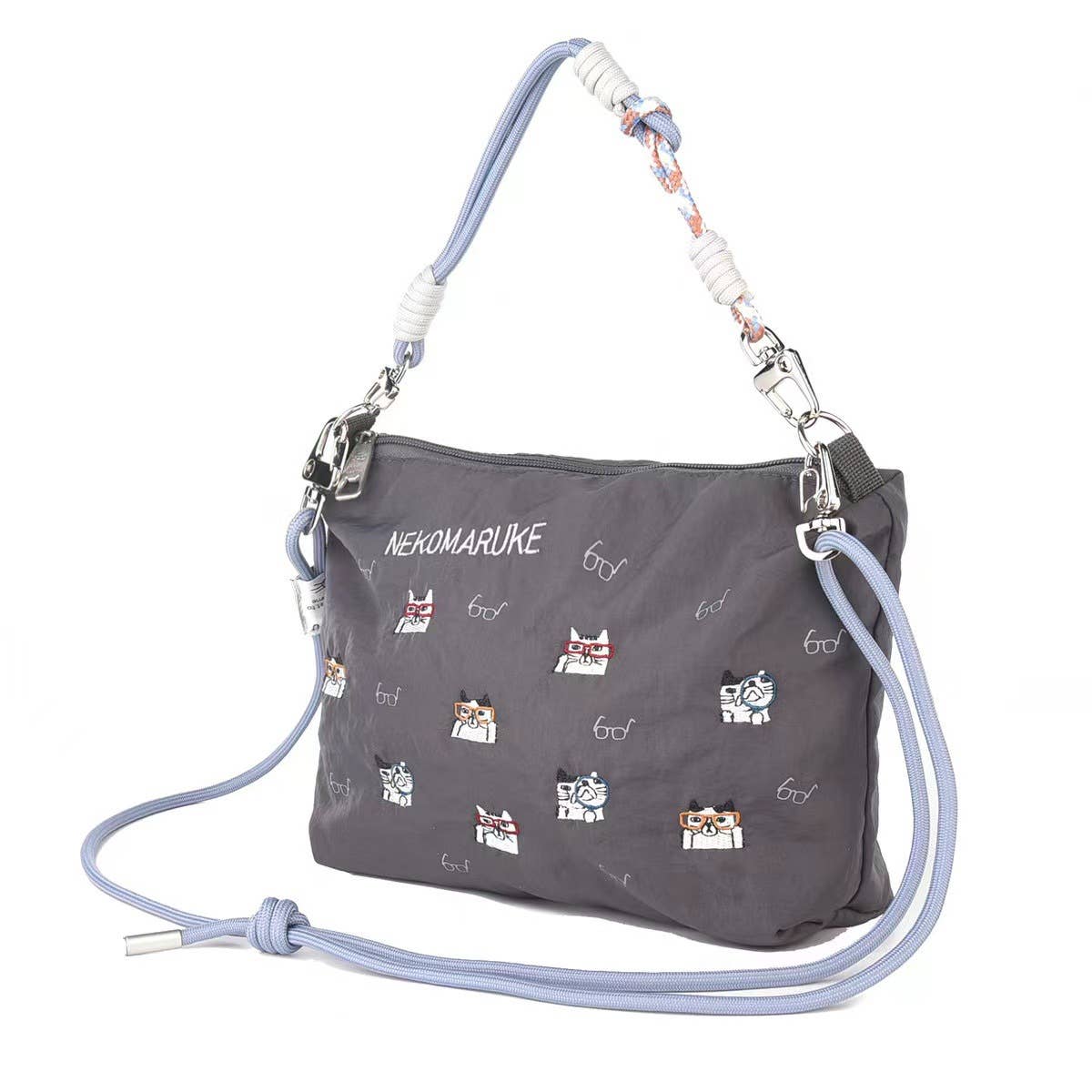 U PLUS INC - Wholesale Crossbody Bag - Unisex - Kusuguru Japan Embroidered Cat Multi-Use Crossbody Bag15