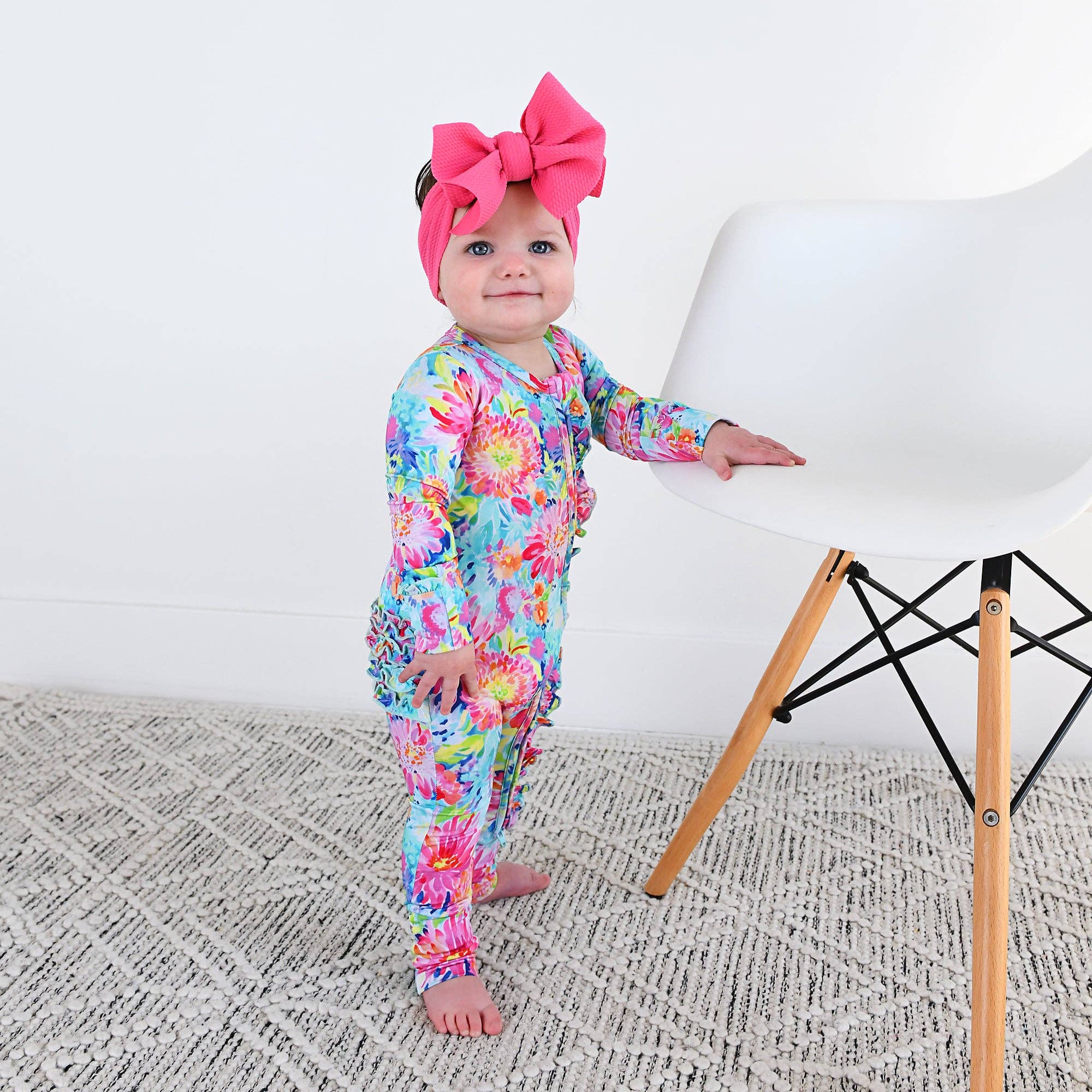 Gigi and Max - Wholesale Jumpsuit - Baby - Bianca RUFFLE ZIP Bamboo Floral Sleepies Little 11