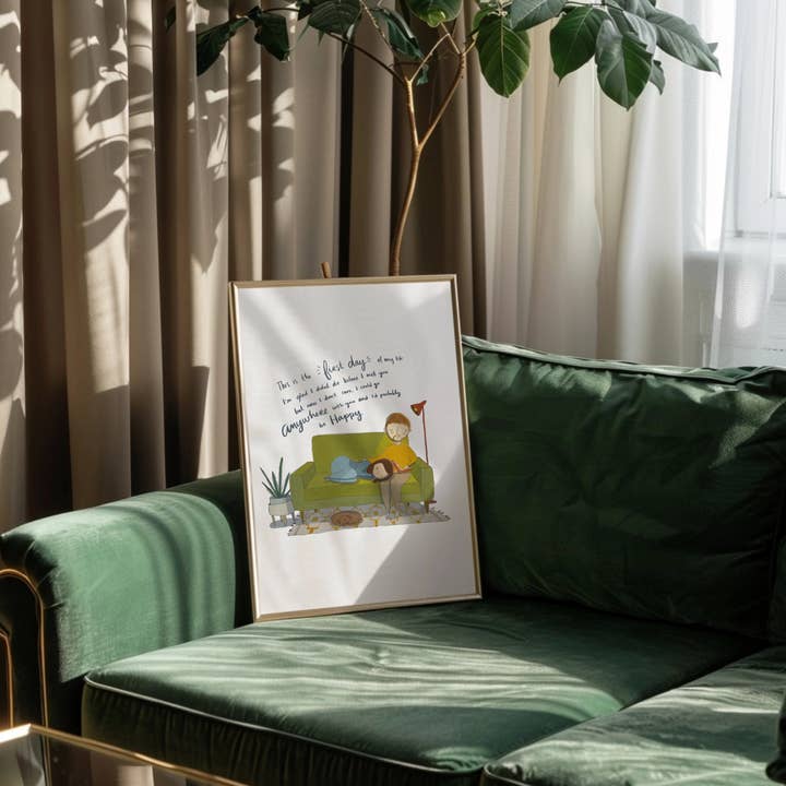 First Day Of My Life Art Print 8x10 for wholesale by Abbie Ren Illustration