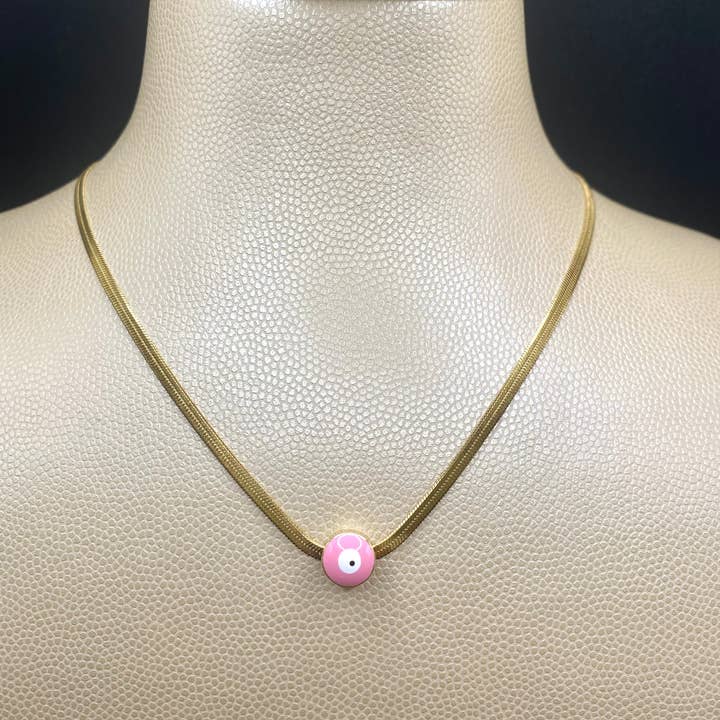 Pink EE Herringbone Necklace for wholesale by Gewlery By G