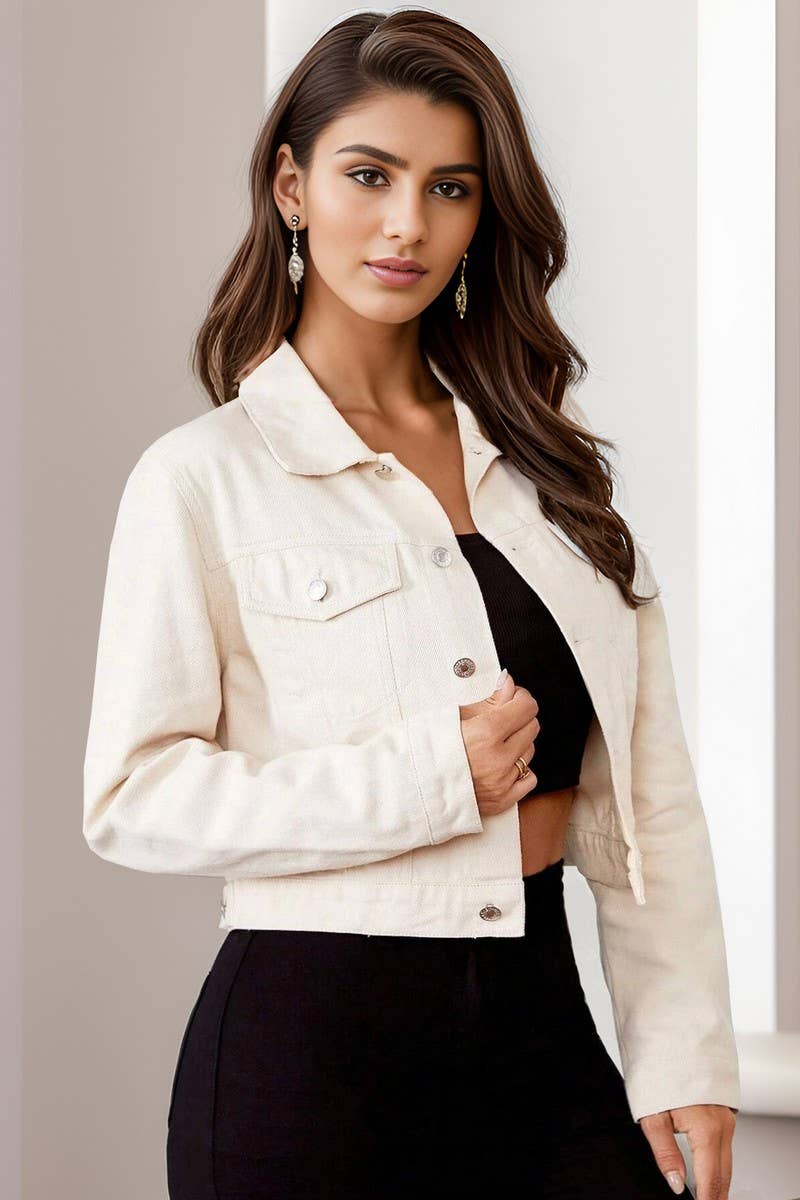 NINEXIS - Wholesale Denim Jacket - Women's - CWJJ0138_WOMEN'S CASUAL CROPPED DENIM JACKET TOP8