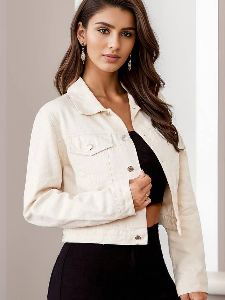 NINEXIS - Wholesale Denim Jacket - Women's - CWJJ0138_WOMEN'S CASUAL CROPPED DENIM JACKET TOP8