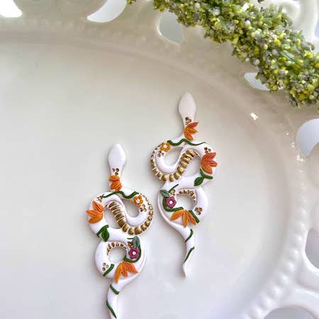 Everything Ky and I - Wholesale Dangle Earrings - Spring Floral Handmade Polymer Clay Snake Dangle Earrings