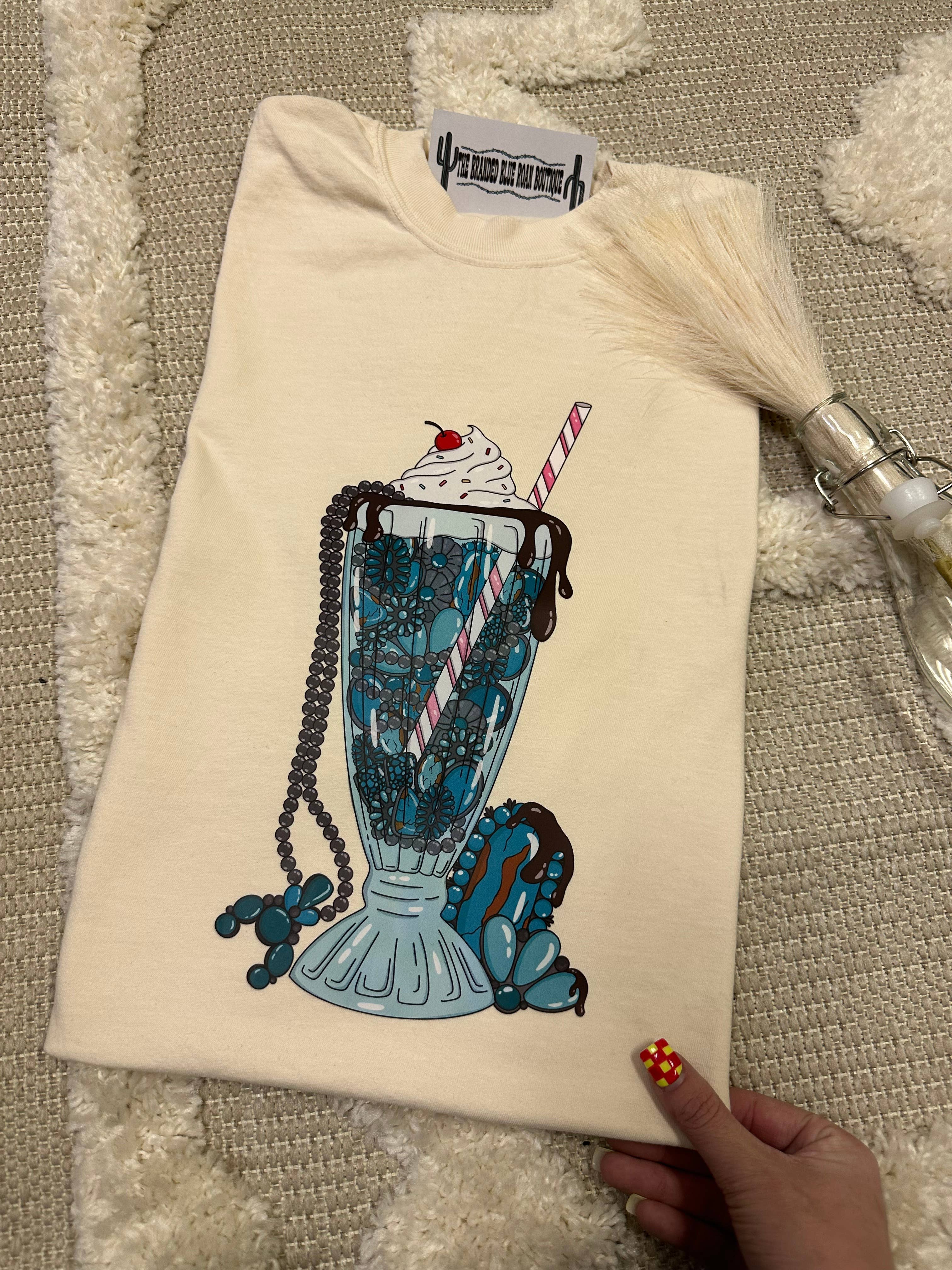 The Branded Blue Roan - Wholesale Screen Printed T-Shirt - Women's - Turquoise Milkshakes Western Graphic4