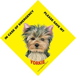 I nødstilfælde skal du gemme min Yorkie/Gem mit kæledyr tegn med sugekop for engroshandel hos SJT Enterprises, Inc.