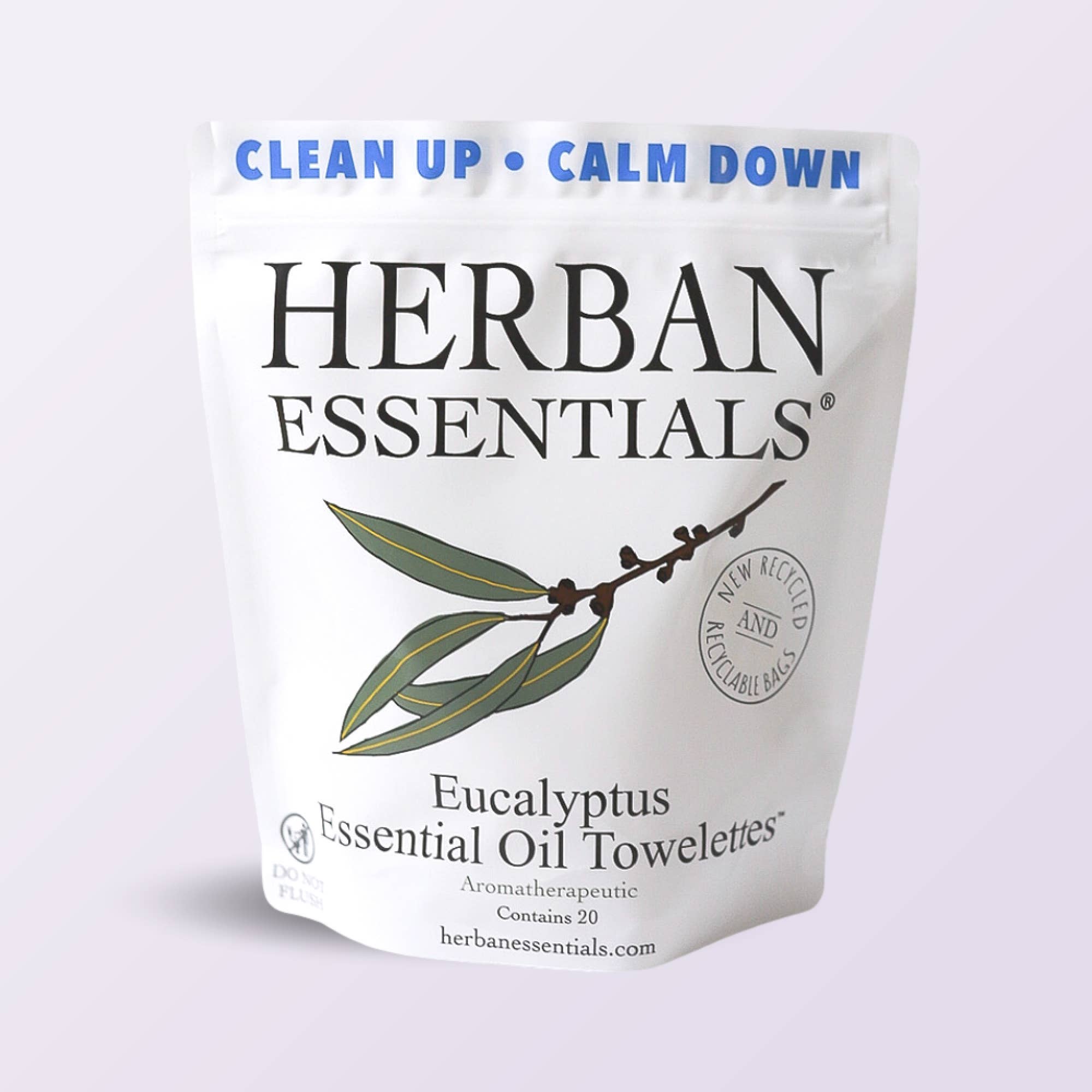 Herban Essentials - Wholesale Face & Body Wipes - Eucalyptus Towelettes - 20 Individual Essential Oil Wipes