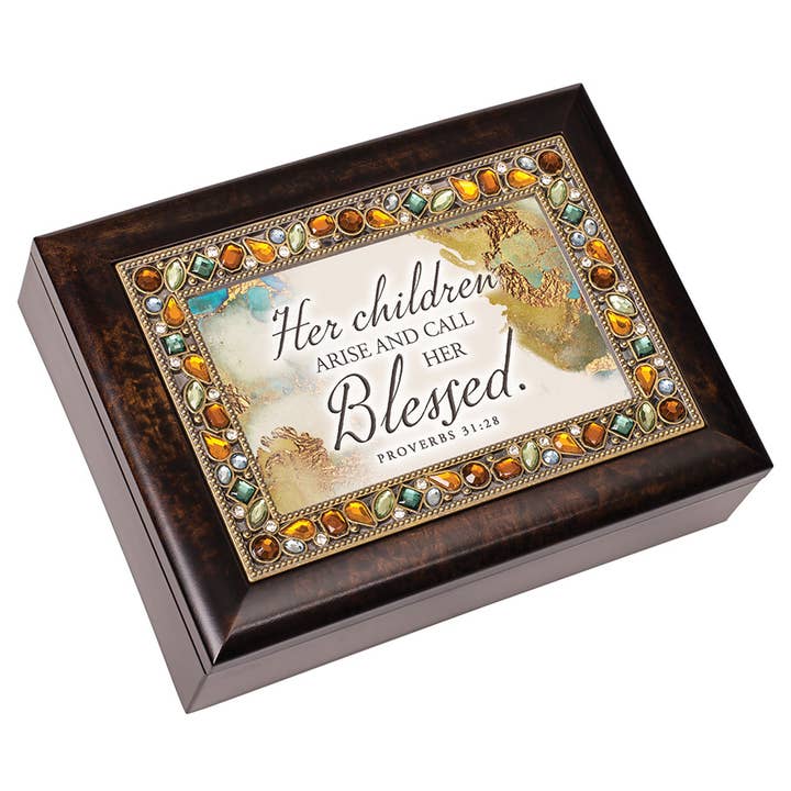 Hendes børn opstår Amber Jeweled Music Box for engroshandel hos Cottage Garden