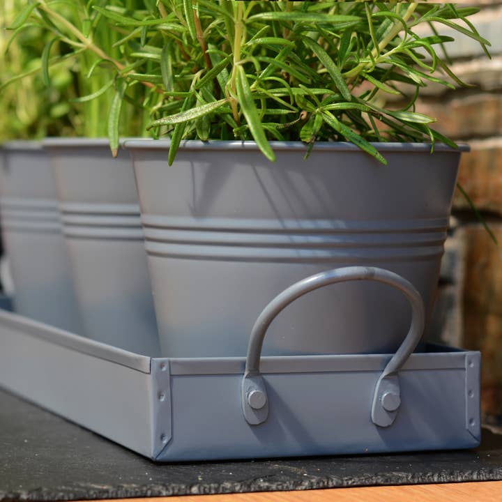Wholesale Gifts Tomorrow – wholesale Plant pot – Set of 3 Metal Herb/Plant Pots with Drip Tray (Charcoal Grey)5