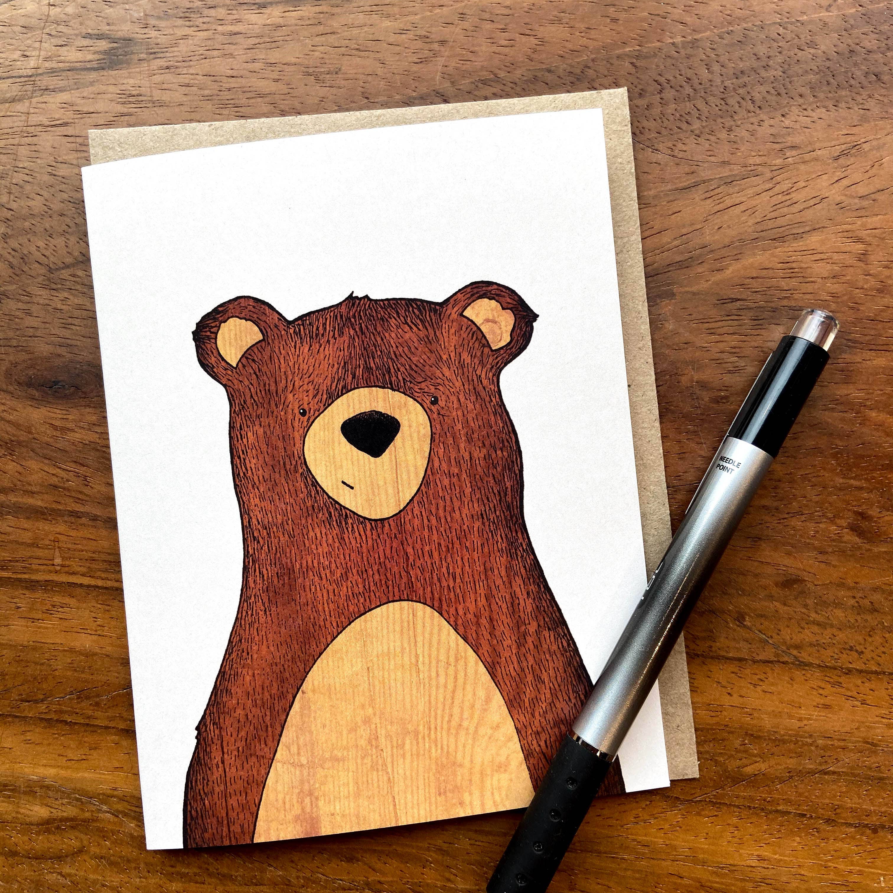 Red Umbrella Designs - Wholesale Everyday Greeting Card - Woodland Bear Greeting Card1