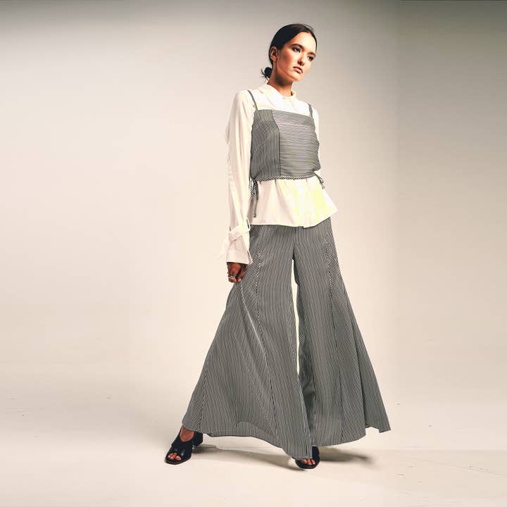 Striped Wide Leg Trouser for wholesale by OUT OF SYNC UK