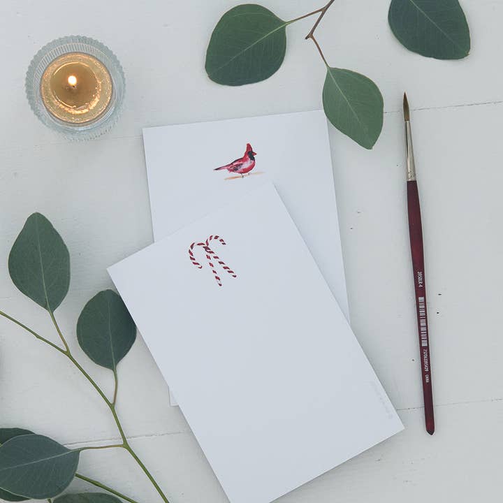 Finding Silver Pennies - Wholesale Notepad - Cardinal Watercolor Mini Notepad | Christmas | Winter1