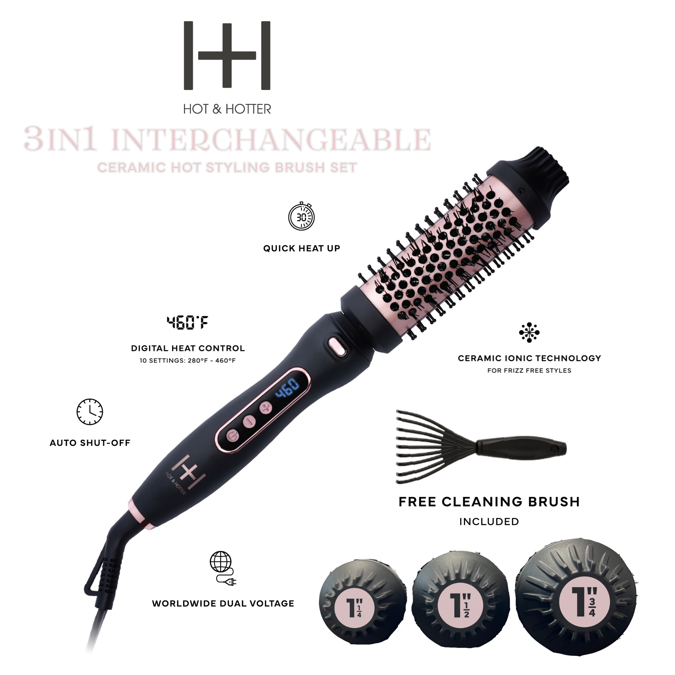 Annie International, Inc. - Vente Fers à friser - Brosse Chauffante Céramique 3 en 1 Hot & Hotter2