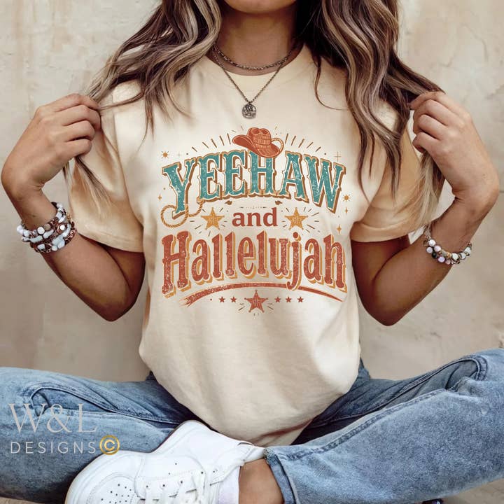 Yeehaw & Hallelujah Western Sweatshirts & Tees for wholesale by Whiskey & Lace Outfitters /The Longhorn Hippie Co.