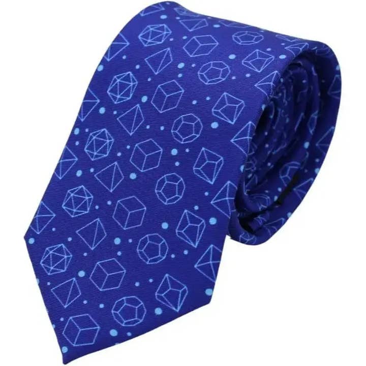 Blue Dice Pattern Premium Necktie (Handmade, 100% Silk) - Adventurer's Forge for wholesale by Poggers