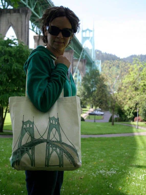 Bolsa de ombro de lona St. Johns Bridge por atacado de Alshiref Design and Print LLC