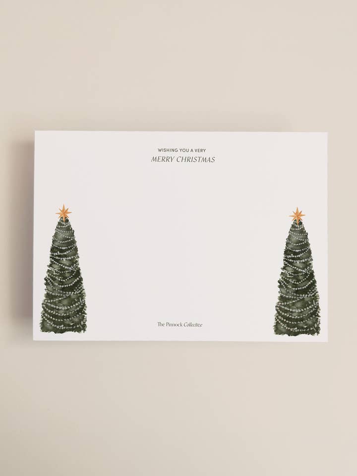 Watercolour Christmas Tree Note Card Set - 5-Pack for wholesale by The Pinnock Collective