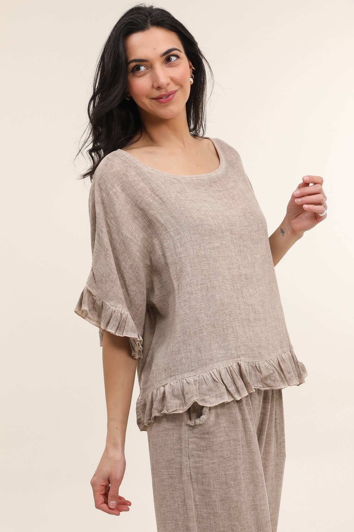 LÉA & LUC - Wholesale Blouse - Women's - Plain blouse in 50% Linen and 50% Cotton REF. 874743