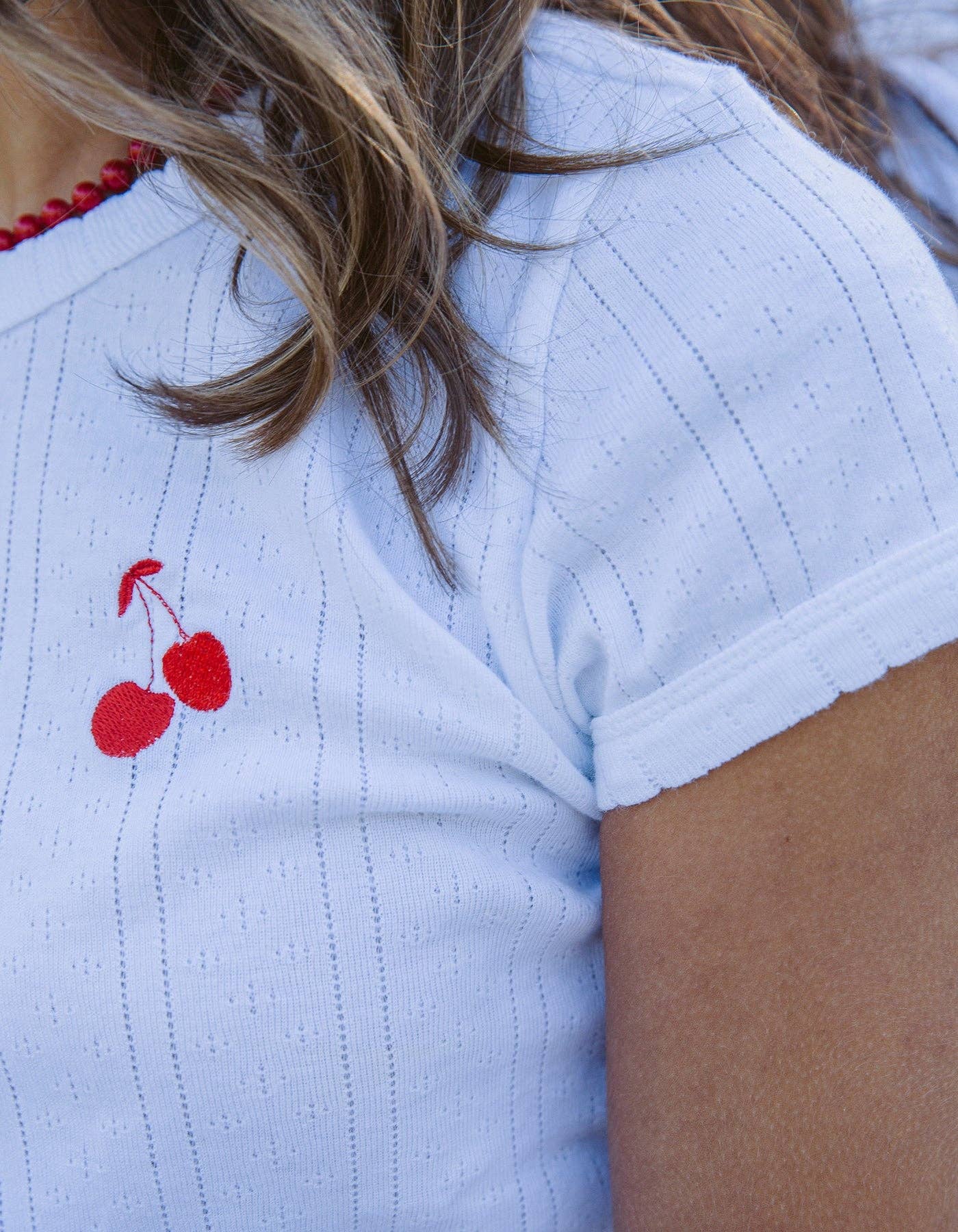 Le Mot - Wholesale T-Shirt - Women's - Cerise Baby Tee in Pointelle8