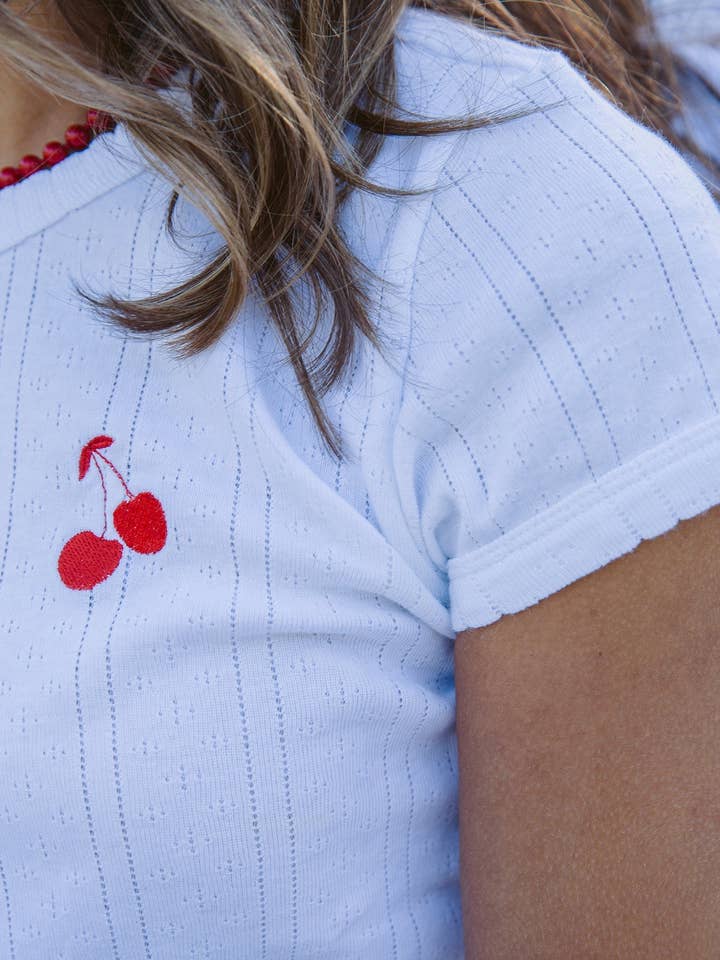 Le Mot - Wholesale T-Shirt - Women's - Cerise Baby Tee in Pointelle8