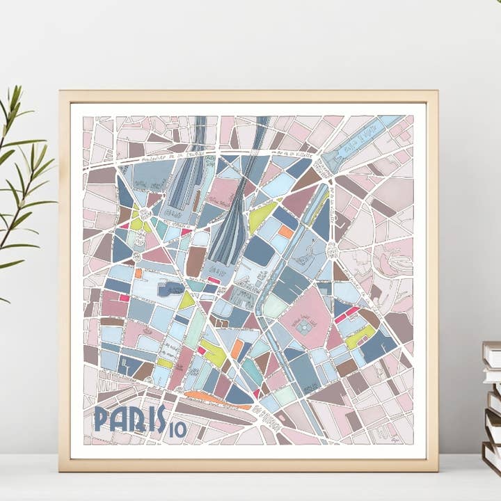 Póster del distrito 10 de PARÍS - Diseña mapas de la ciudad para venta al por mayor de EmYLo