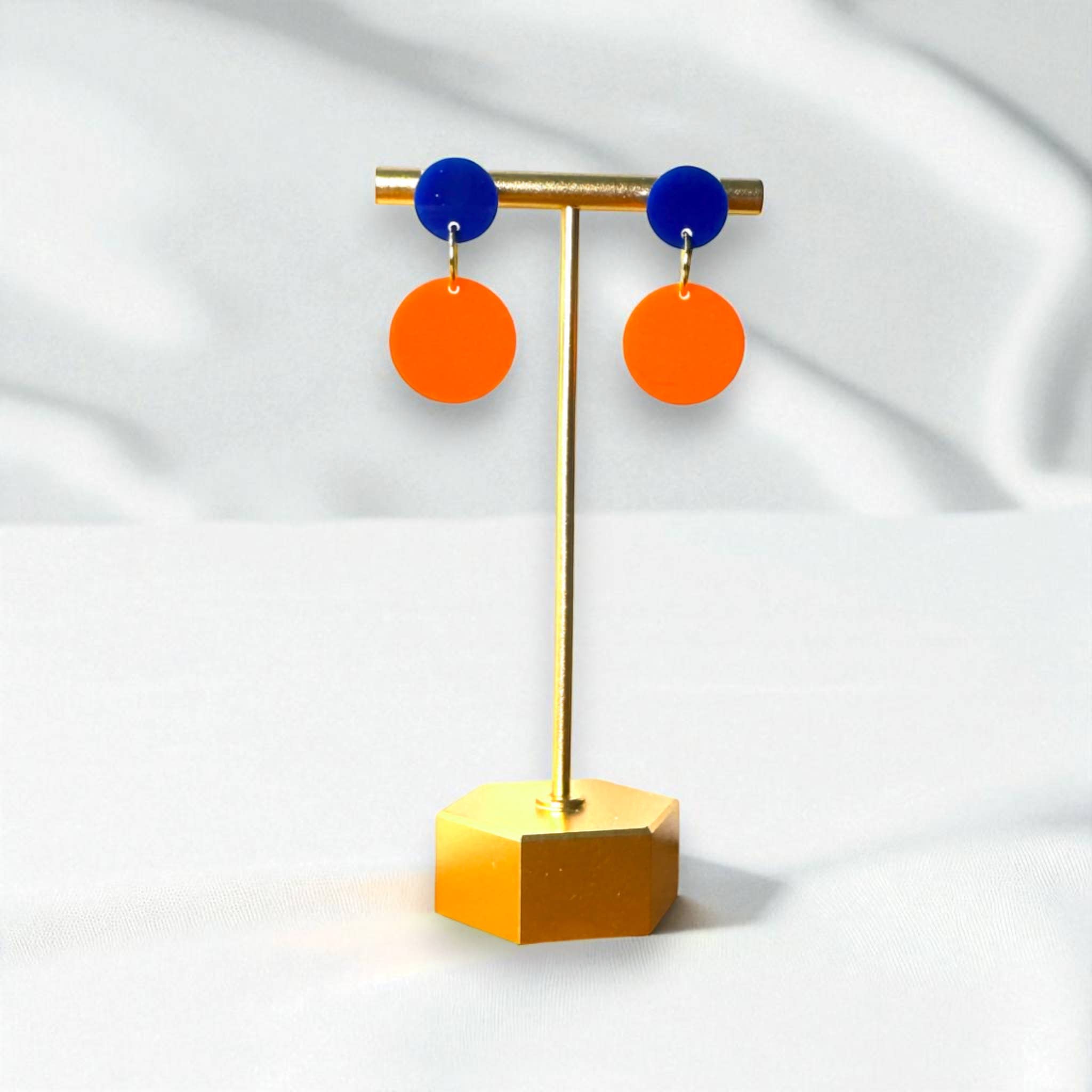 Fish Towne Designs, LLC - Wholesale Dangle Earrings - Orange and Blue Game Day Earrings5