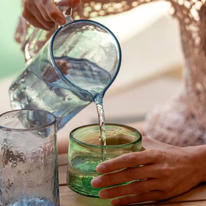 Xaquixe Handblown Glass - Small Pitcher in Clear for wholesale by Sprout Enterprise